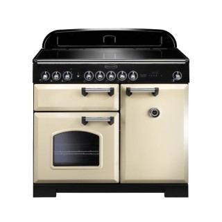 Rangemaster Classic Deluxe Induction Range Cooker 100cm Cream with Chrome Trim - CDL100EICR/C