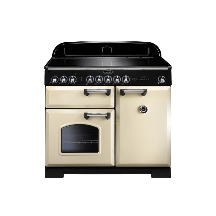 Rangemaster Classic Deluxe Induction Range Cooker 100cm Cream with Chrome Trim - CDL100EICR/C