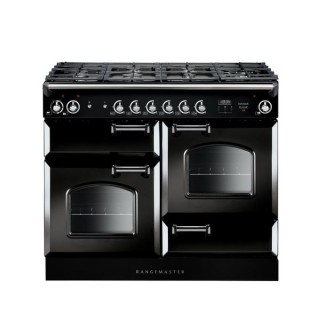 Rangemaster Classic Dual Fuel Range Cooker Black 110cm - INC110DFFBL