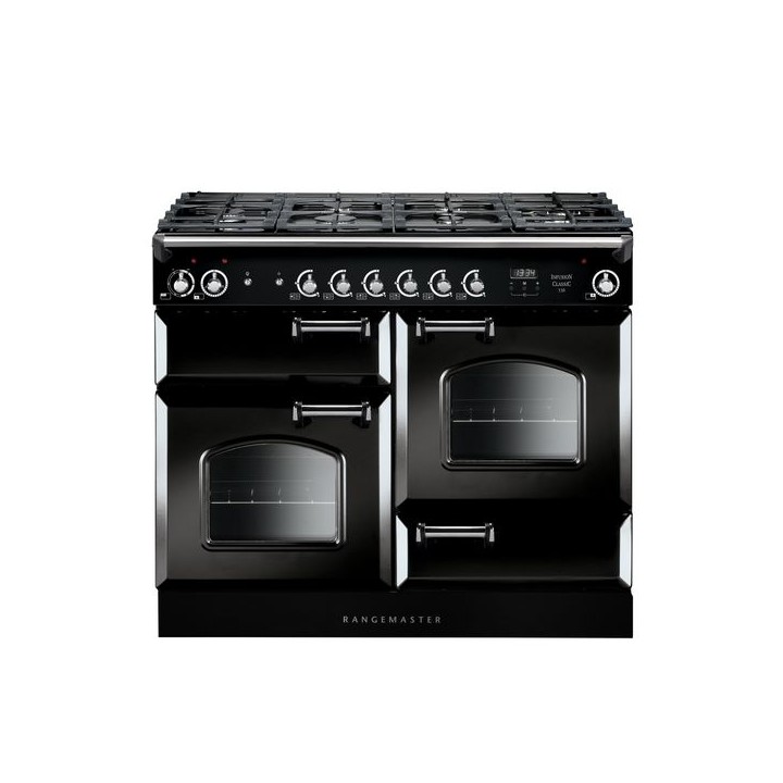 Rangemaster Classic Dual Fuel Range Cooker Black 110cm - INC110DFFBL