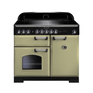 Rangemaster Classic Deluxe Induction Range Cooker 100cm Olive Green with Chrome Trim - CDL100EIOG/C