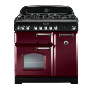 Rangemaster Classic Deluxe Dual Fuel Range Cooker 90cm Cranberry with Chrome Trim - CDL90DFFCY/C