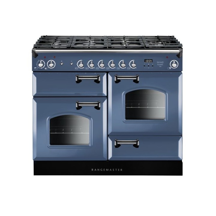 Rangemaster Classic Dual Fuel Range Cooker Stone Blue 110cm - INC110DFFSB