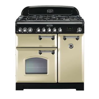 Rangemaster Classic Deluxe Dual Fuel Range Cooker 90cm Cream with Chrome Trim - CDL90DFFCR/C