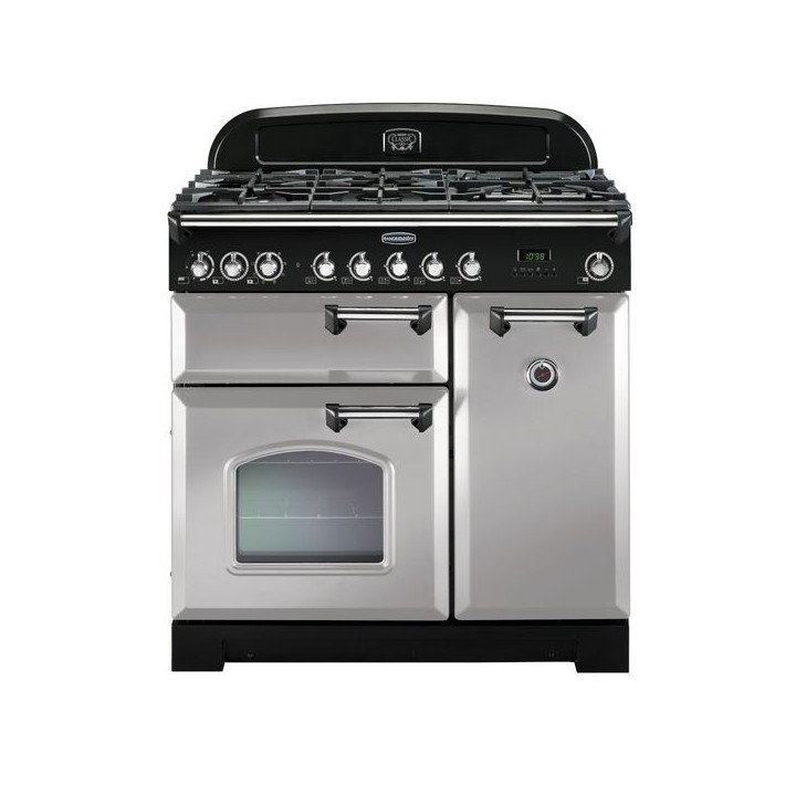 Rangemaster Classic Deluxe Dual Fuel Range Cooker 90cm Royal Pearl with Chrome Trim - CDL90DFFRP/C
