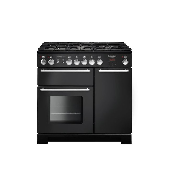 Rangemaster Infusion Dual Fuel Range Cooker Charcoal Black 90cm - INF90DFFCB