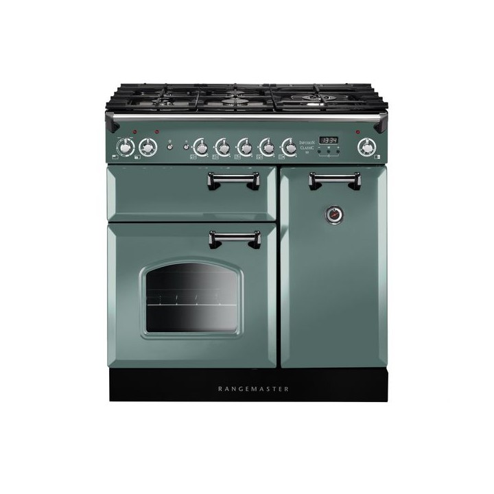 Rangemaster Infusion Dual Fuel Range Cooker Mineral Green 90cm - INF90DFFMG