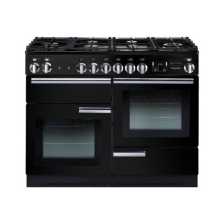 Rangemaster Professional Plus Dual Fuel Range Cooker 110cm Black with Chrome Trim - PROP110DFFGB/C