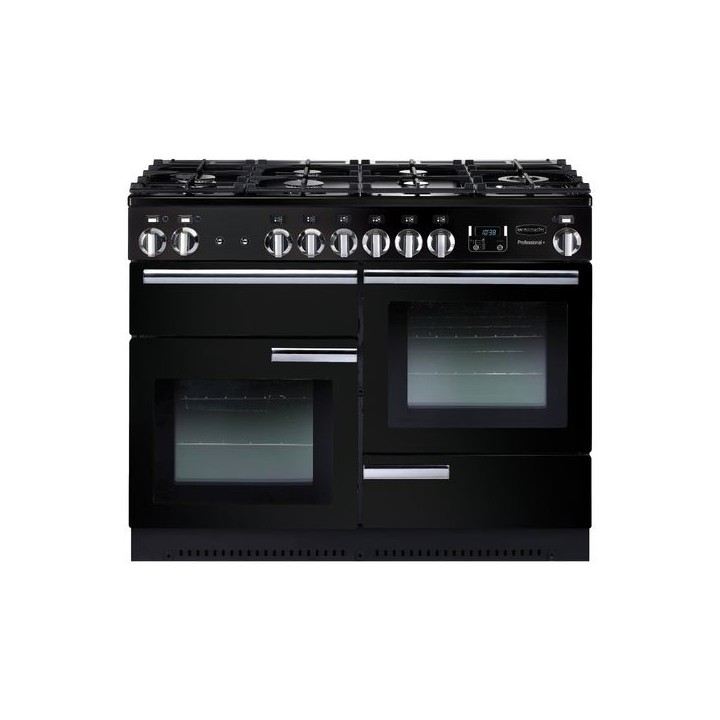 Rangemaster Professional Plus Dual Fuel Range Cooker 110cm Black with Chrome Trim - PROP110DFFGB/C