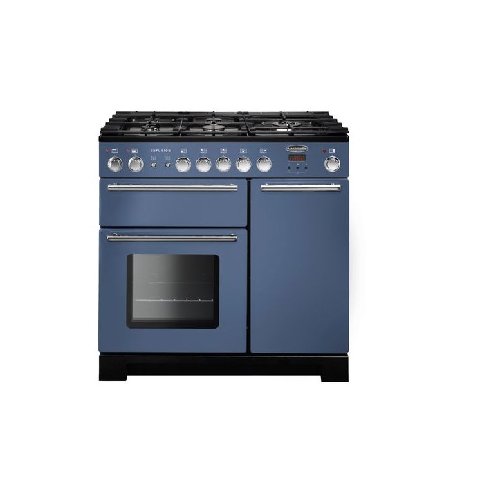 Rangemaster Infusion Dual Fuel Range Cooker Stone Blue 90cm - INF90DFFSB