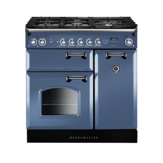 Rangemaster Classic Dual Fuel Range Cooker Stone Blue 90cm - INC90DFFSB