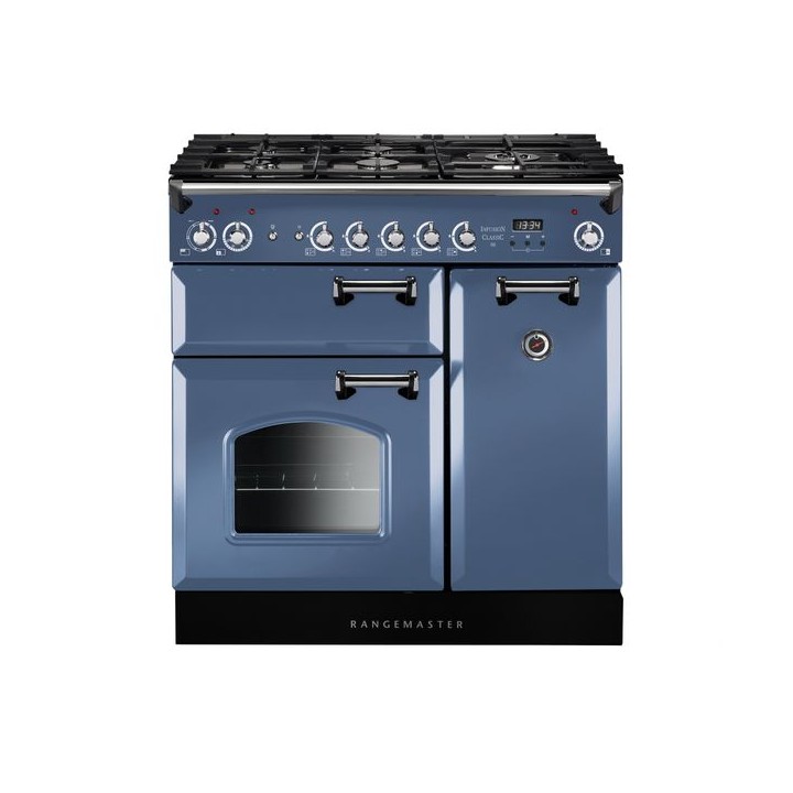 Rangemaster Classic Dual Fuel Range Cooker Stone Blue 90cm - INC90DFFSB
