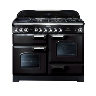 Rangemaster Classic Deluxe Dual Fuel Range Cooker 110cm Black with Chrome Trim - CDL110DFFBL/C