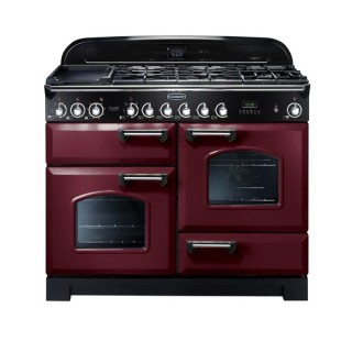 Rangemaster Classic Deluxe Dual Fuel Range Cooker 110cm Cranberry with Chrome Trim - CDL110DFFCY/C