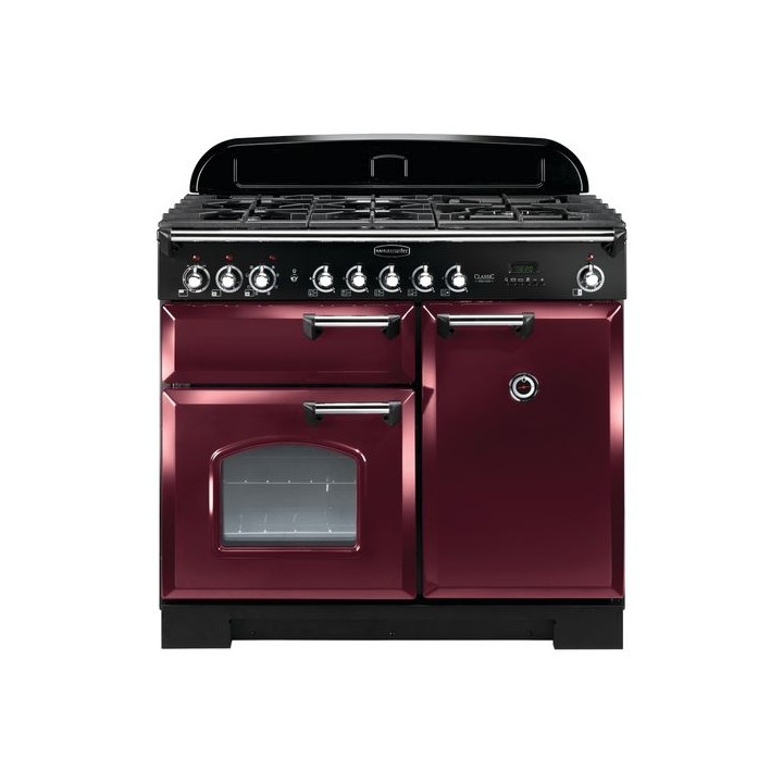 Rangemaster Classic Deluxe Dual Fuel Range Cooker 100cm Cranberry with Chrome Trim - CDL100DFFCY/C