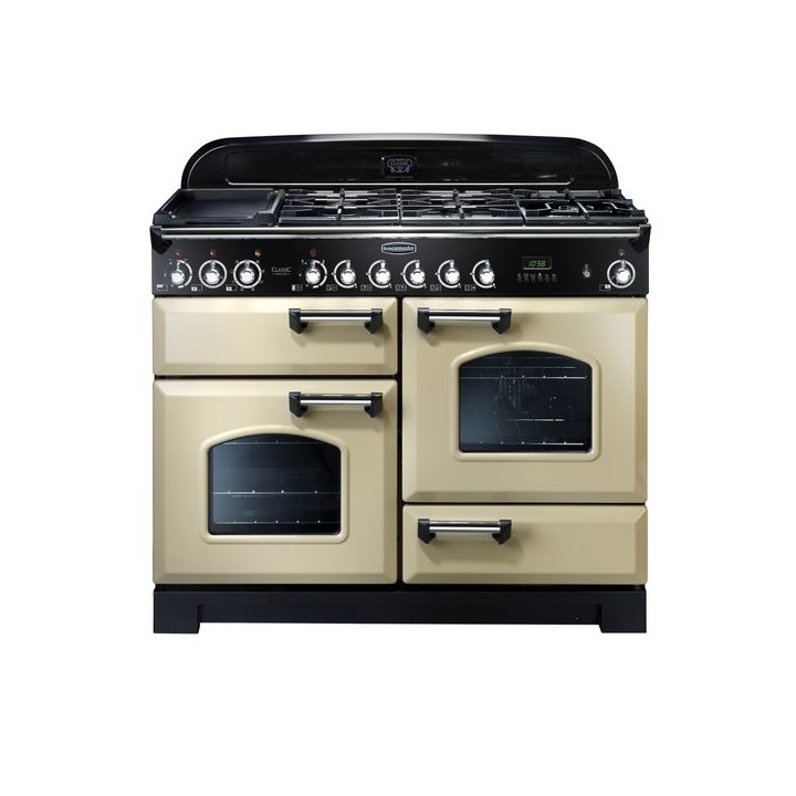 Rangemaster Classic Deluxe Dual Fuel Range Cooker 110cm Cream with Chrome Trim - CDL110DFFCR/C