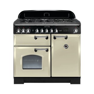 Rangemaster Classic Deluxe Dual Fuel Range Cooker 100cm Cream with Chrome Trim - CDL100DFFCR/C