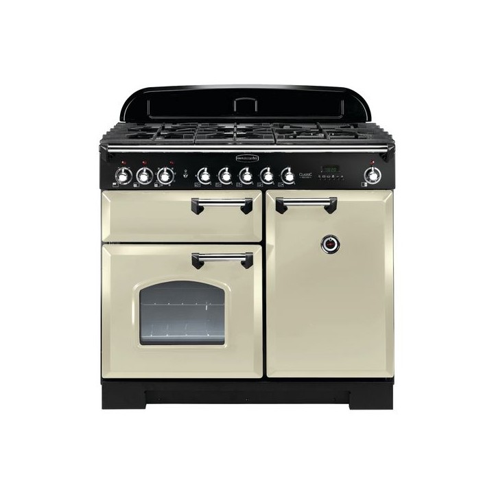 Rangemaster Classic Deluxe Dual Fuel Range Cooker 100cm Cream with Chrome Trim - CDL100DFFCR/C