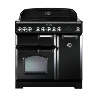 Rangemaster Classic Deluxe Induction Range Cooker 90cm Black with Chrome Trim - CDL90EIBL/C