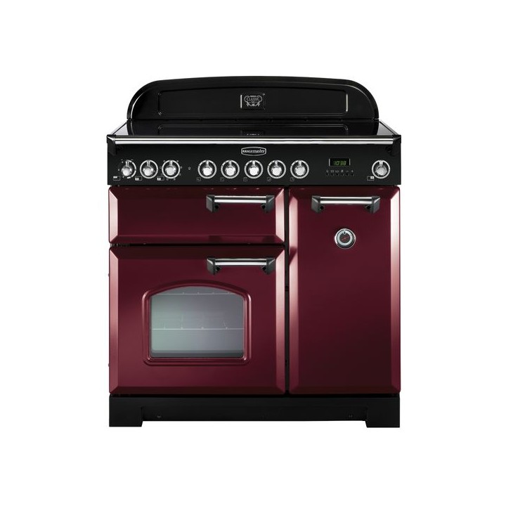 Rangemaster Classic Deluxe Induction Range Cooker 90cm Cranberry with Chrome Trim - CDL90EICY/C