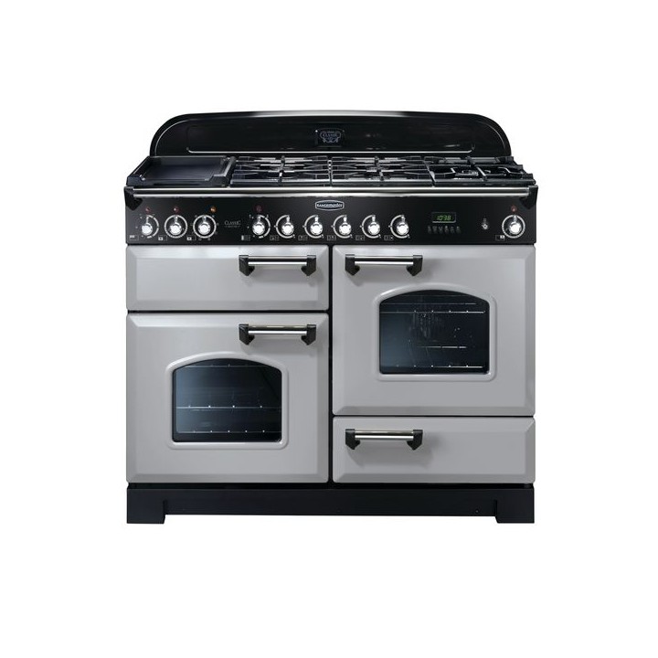 Rangemaster Classic Deluxe Dual Fuel Range Cooker 110cm Royal Pearl with Chrome Trim - CDL110DFFRP/C