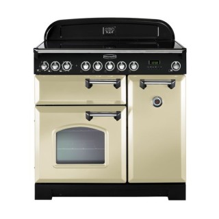 Rangemaster Classic Deluxe Induction Range Cooker 90cm Cream with Chrome Trim - CDL90EICR/C