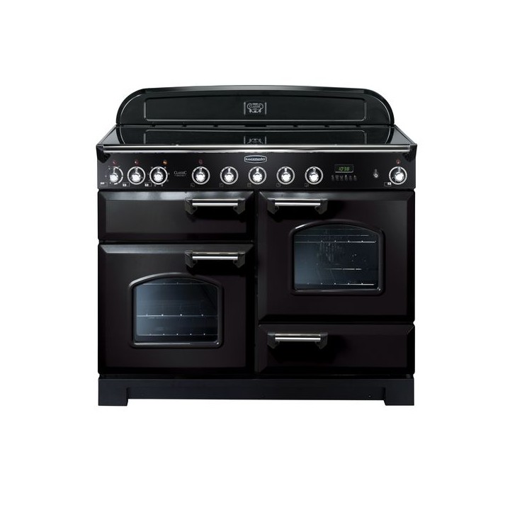 Rangemaster Classic Deluxe Induction Range Cooker 110cm Black with Chrome Trim - CDL110EIBL/C