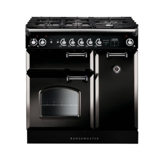 Rangemaster Classic Dual Fuel Range Cooker Black 90cm - INC90DFFBL