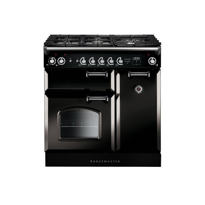 Rangemaster Classic Dual Fuel Range Cooker Black 90cm - INC90DFFBL