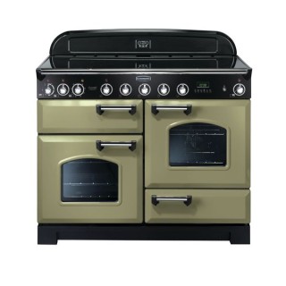 Rangemaster Classic Deluxe Induction Range Cooker 110cm Olive Green with Chrome Trim - CDL110EIOG/C