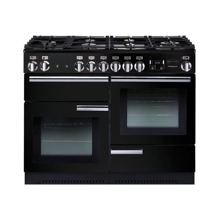 Rangemaster Professional Plus Natural Gas Range Cooker 110cm Black with Chrome Trim - PROP110NGFGB/C HD