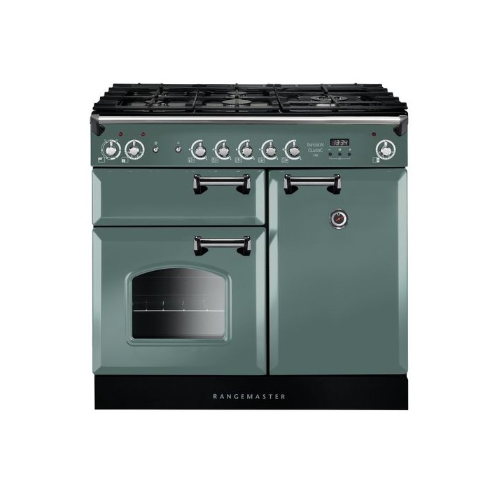 Rangemaster Classic Dual Fuel Range Cooker Mineral Green 100cm - INC100DFFMG