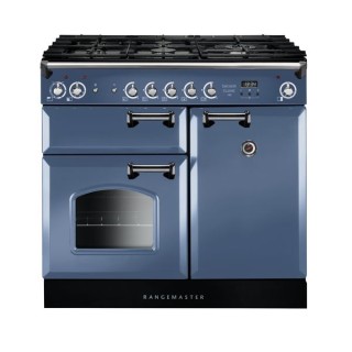Rangemaster Classic Dual Fuel Range Cooker Stone Blue 100cm - INC100DFFSB