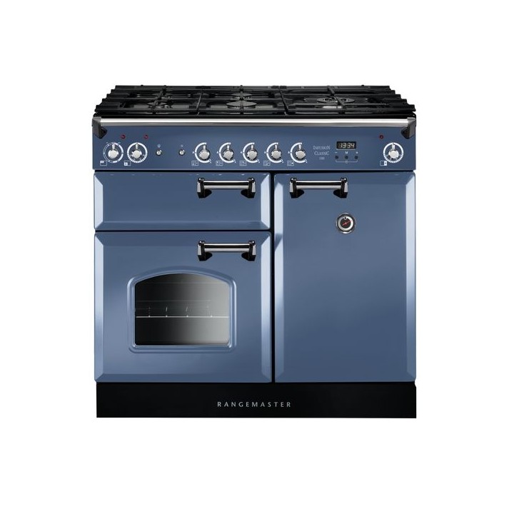 Rangemaster Classic Dual Fuel Range Cooker Stone Blue 100cm - INC100DFFSB