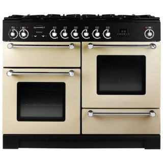 Rangemaster Kitchener Dual Fuel Range Cooker 110cm Cream with Chrome Trim - KCH110DFFCR/C_HD
