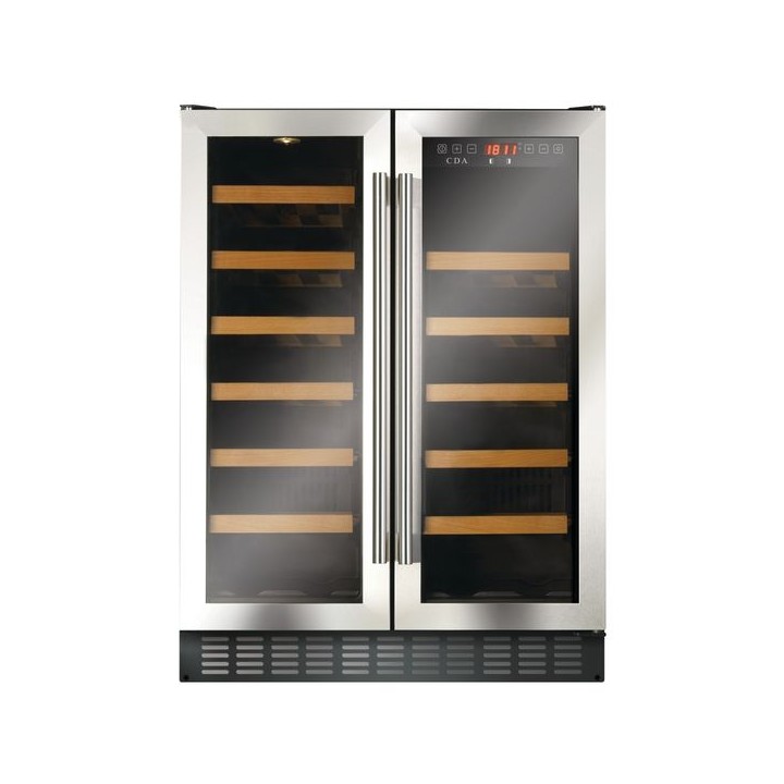 CDA Freestanding Undercounter 60cm Wine Cooler Double Door Stainless Steel - FWC624SS