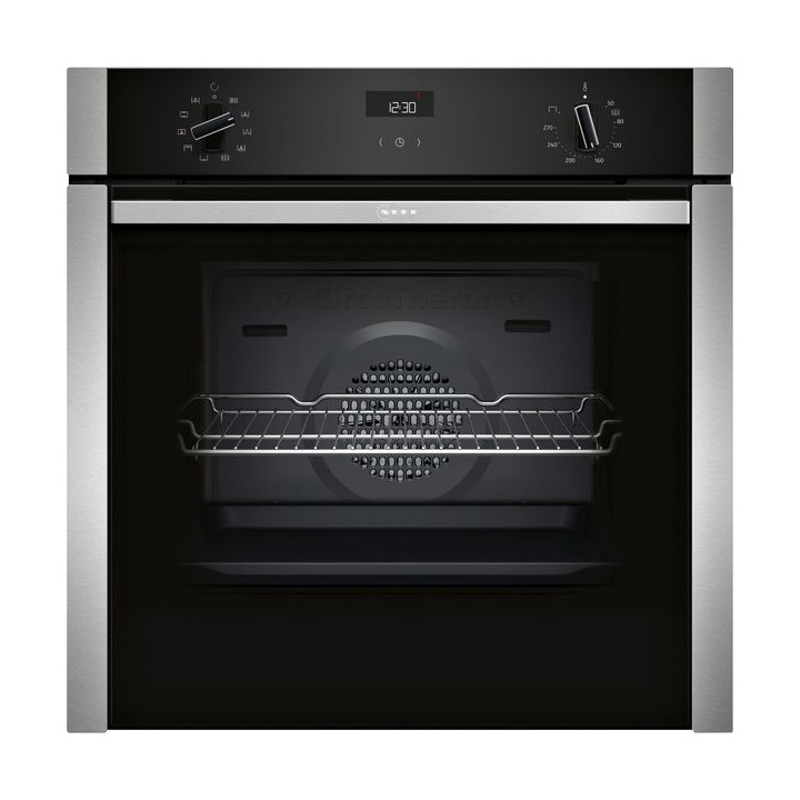 NEFF N50 Single Slide and Hide Oven Black with Steel Trim - B3ACE4AN3B