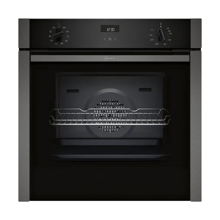 NEFF N50 Single Slide and Hide Oven Black with Grey Trim - B3ACE4AG3B