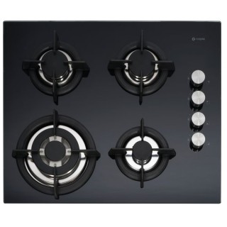 Caple C744G Four Burners Gas On Glass Hob with Cast Iron Pan Supports Black 60cm
