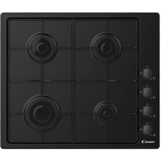Candy 4 Burner Gas Hob with Side Rotary Controls and Enamel Pan Stands Black 60cm - CHW6lBB