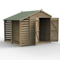 4LIFE Apex Shed 6 x 8 - Double Door - No Windows - with LEAN-TO Home Delivery