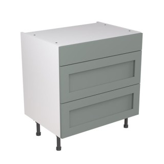 Flatpack 800 3 Drawer Base Kitchen Cabinet Shaker Ultra Matt Sage Green