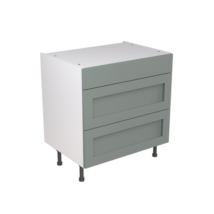 Flatpack 800 3 Drawer Base Kitchen Cabinet Shaker Ultra Matt Sage Green