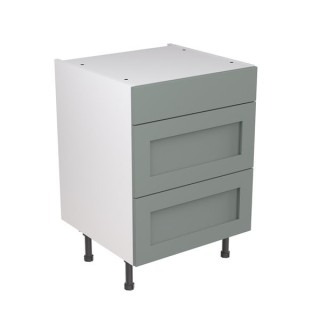 Flatpack 600 3 Drawer Base Kitchen Cabinet Shaker Ultra Matt Sage Green