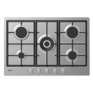 Neue 75cm Gas Hob with Cast Iron Pan Supports & Front Rotary Control Stainless Steel NHG74WX