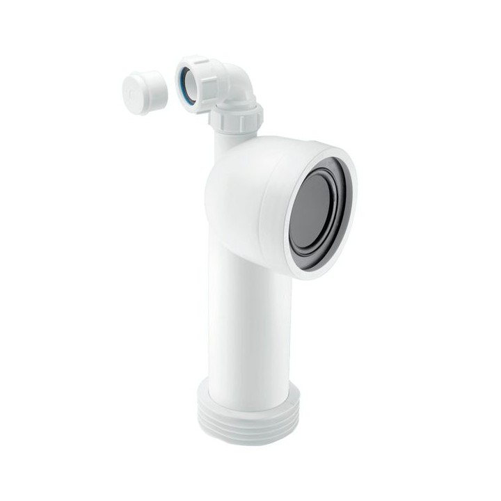 McAlpine WC-CON8V 90 Degree Bend Adjustable Length Rigid WC Connector with Vent Boss 4in x 110mm