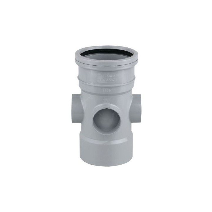 OsmaSoil 4S590G 110mm Ring-Seal/Solvent Weld Bossed Pipe Grey