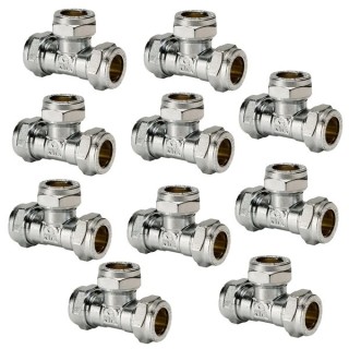 Compression Equal Tee 15mm Chrome - Bag of 10