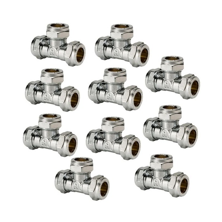 Compression Equal Tee 15mm Chrome - Bag of 10
