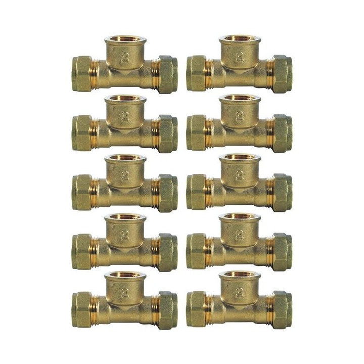 Compression Branch Tee Fl 15 x 15mm x 1/2in - Bag of 10